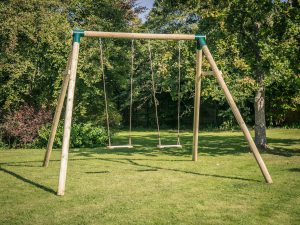 Sherwood Standard Double Frame With Timber Seats with Polypropylene Ropes